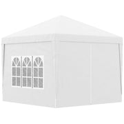 GAZEBO PIEGHEVOLE E IMPERMEABILE CON PANNELLI LATERALI IN ACCIAIO E TESSUTO OXFORD 2.95X2.95X2.58 CM BIANCO