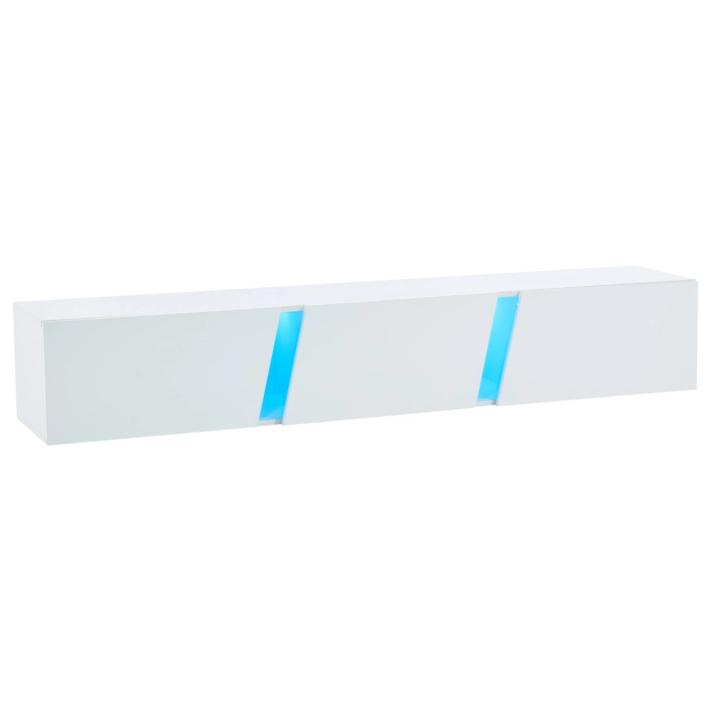 Mobile TV a Parete con LED ¨C MINIMAL ¨C Bianco Lucido, 3 Ante, 180x35x30 cm