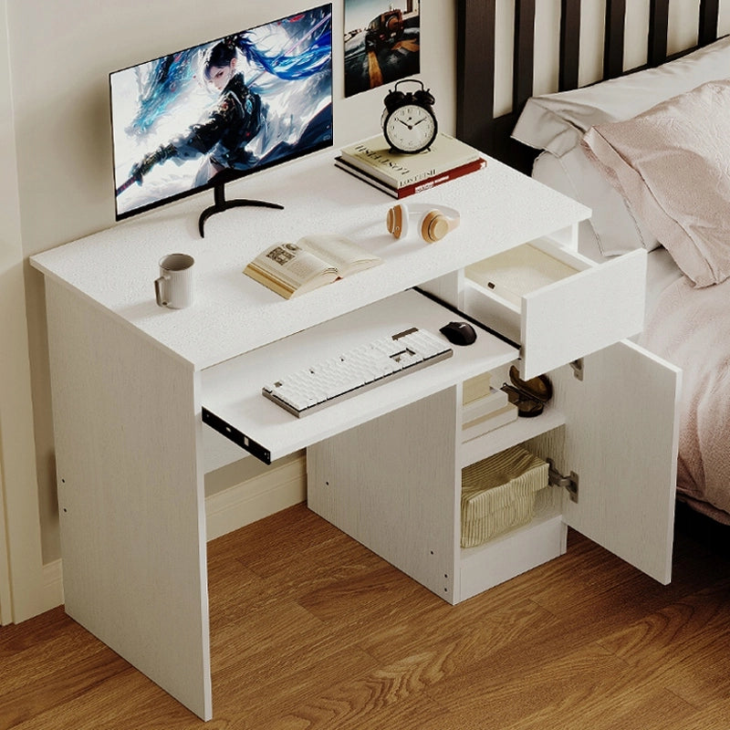 Scrivania per computer, tavolo bianco moderno per ragazzi con cassetto e ripiano