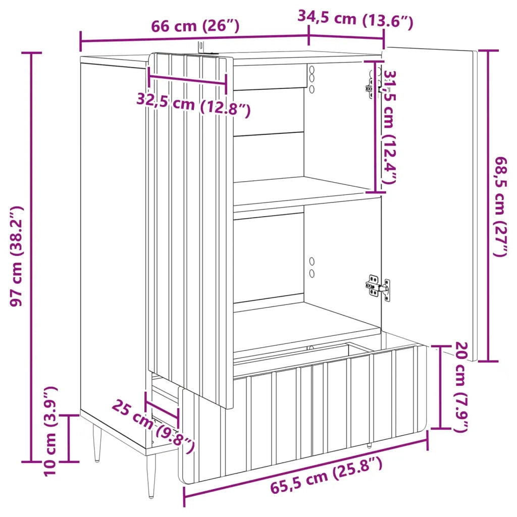 Credenza Rovere Fumo 66 x 34,5 x 97 cm Legno ingegnerizzato 894440