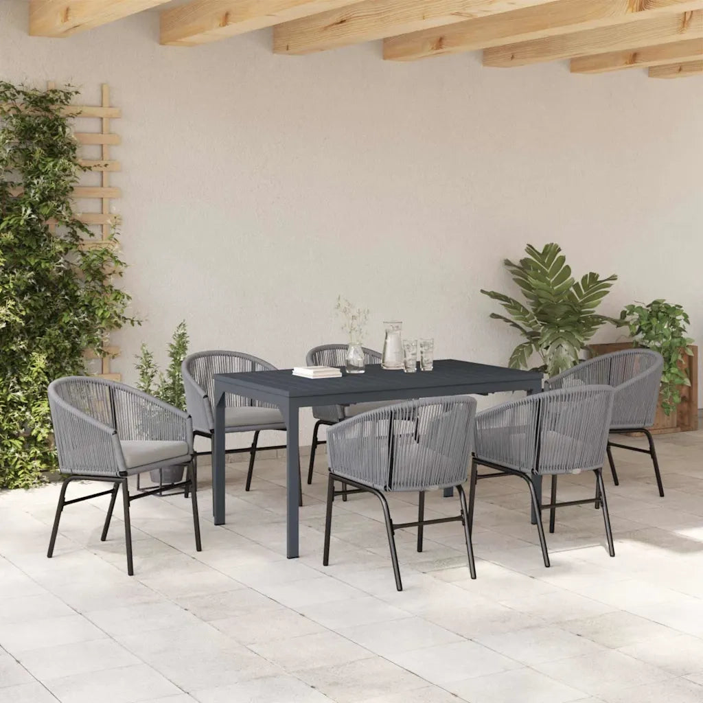 Set da Pranzo per Giardino 7 pcs Grigio polyrattan 3378826
