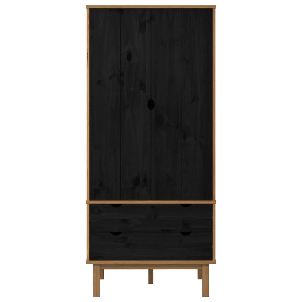 Guardaroba OTTA Nero 76,5 x 53 x 172 cm Legno Massello di Pino