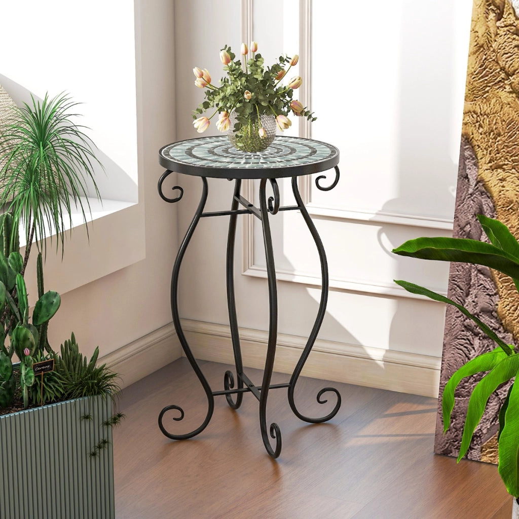 Tavolino da esterno con piano d'appoggio in ceramica resistente agli agenti atmosferici, Supporto piante Modello 1-Tavoli da esterno