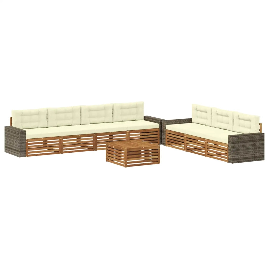 Set di divani da esterno 8 pcs Naturale e Crema 79 x 79 x 37 cm 3383128