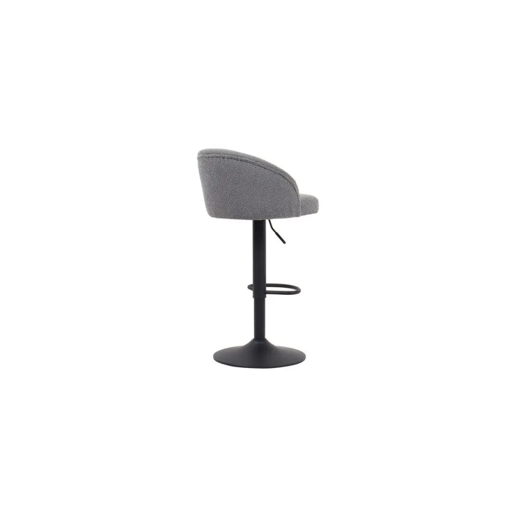 Sgabello da bar HYDRA - Bouclé grigio chiaro - Altezza regolabile 86-107 cm - Gambe in metallo - Stile moderno
