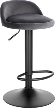 Set di 2 sedute da bar con schienale - Telaio in velluto - Sedute ergonomiche - Cucina - Grigio - Regolabile in altezza - Altezza seduta 61-82cm