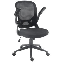 Sedia da Ufficio Ergonomica con Altezza Regolabile, Braccioli Ribaltabili e Tessuto a Rete, Nero
