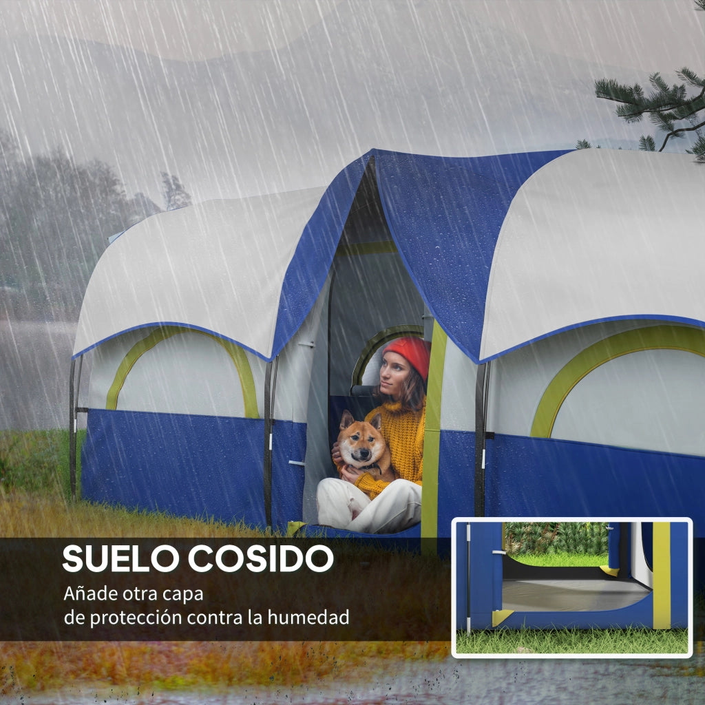 Tenda da campeggio familiare 4 persone ¨C zephmum ¨C blu e bianco 435x251x195 cm