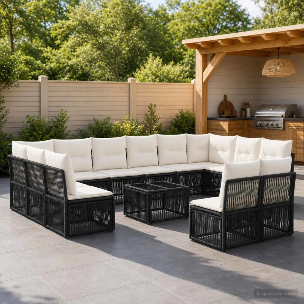 Set Divano da Giardino 13 pcs Nero polyrattan 3434383