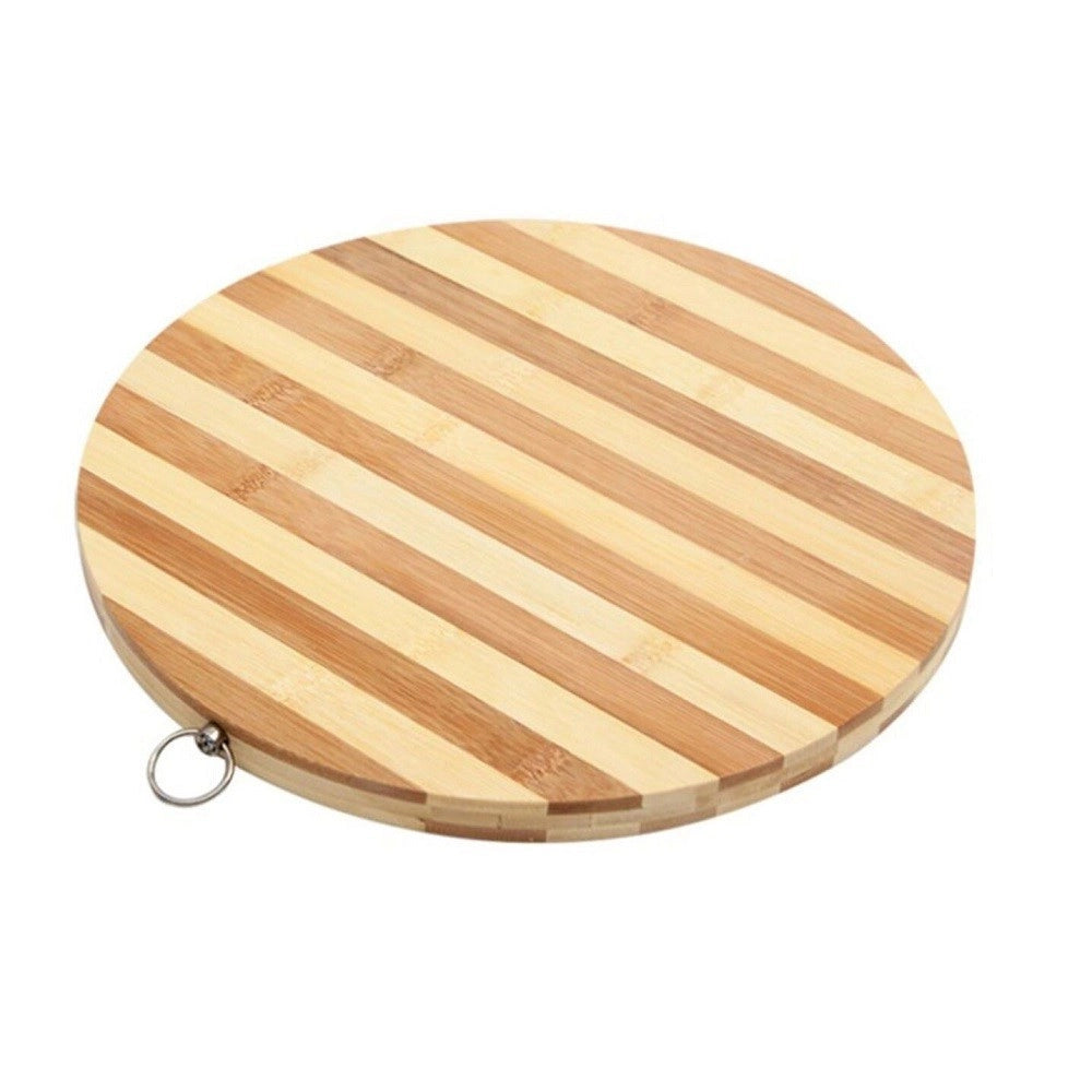 Trade Shop - Tagliere Bambu' Legno Bamboo Naturale Tavola Affettare Cucina Rotondo 32cm 58376 -