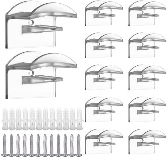 Houder di capelli 12 pezzi - Supporto per capelli autoadesivo - Ombrello per capelli trasparente - Montaggio a parete - Duraturo - 4,8 x 3,8 cm
