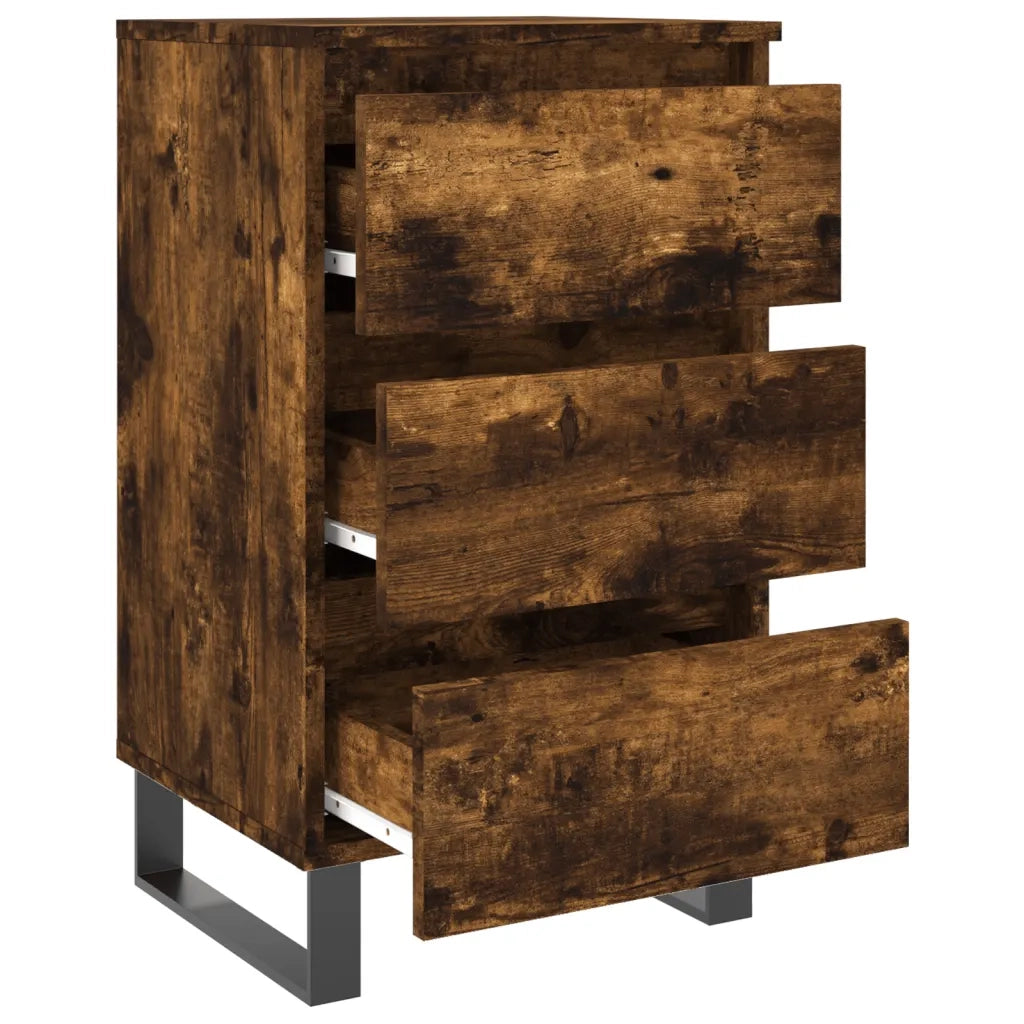 Set di 2 Comodini | Armadio da Notte | Mobiletto da notte Rovere Fumo 40x35x69 cm in Legno Multistrato