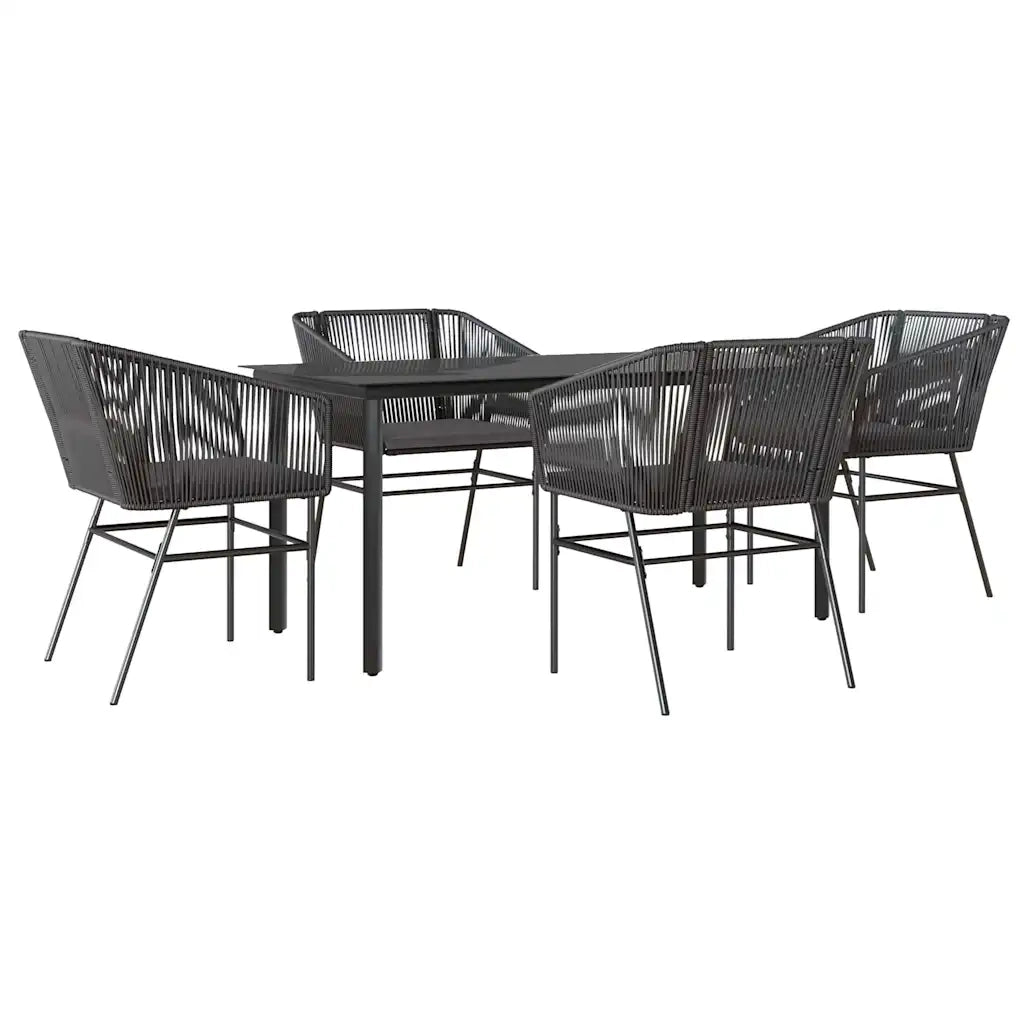 Set da Pranzo da Giardino con Cuscini 5 pz | Set Salotto da Giardino Polyrattan Vetro