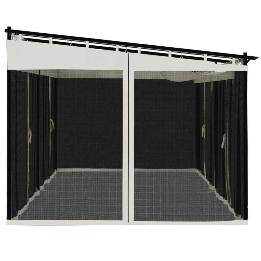 Gazebo con Pareti in Rete Crema 6x3 m in Acciaio 4003914