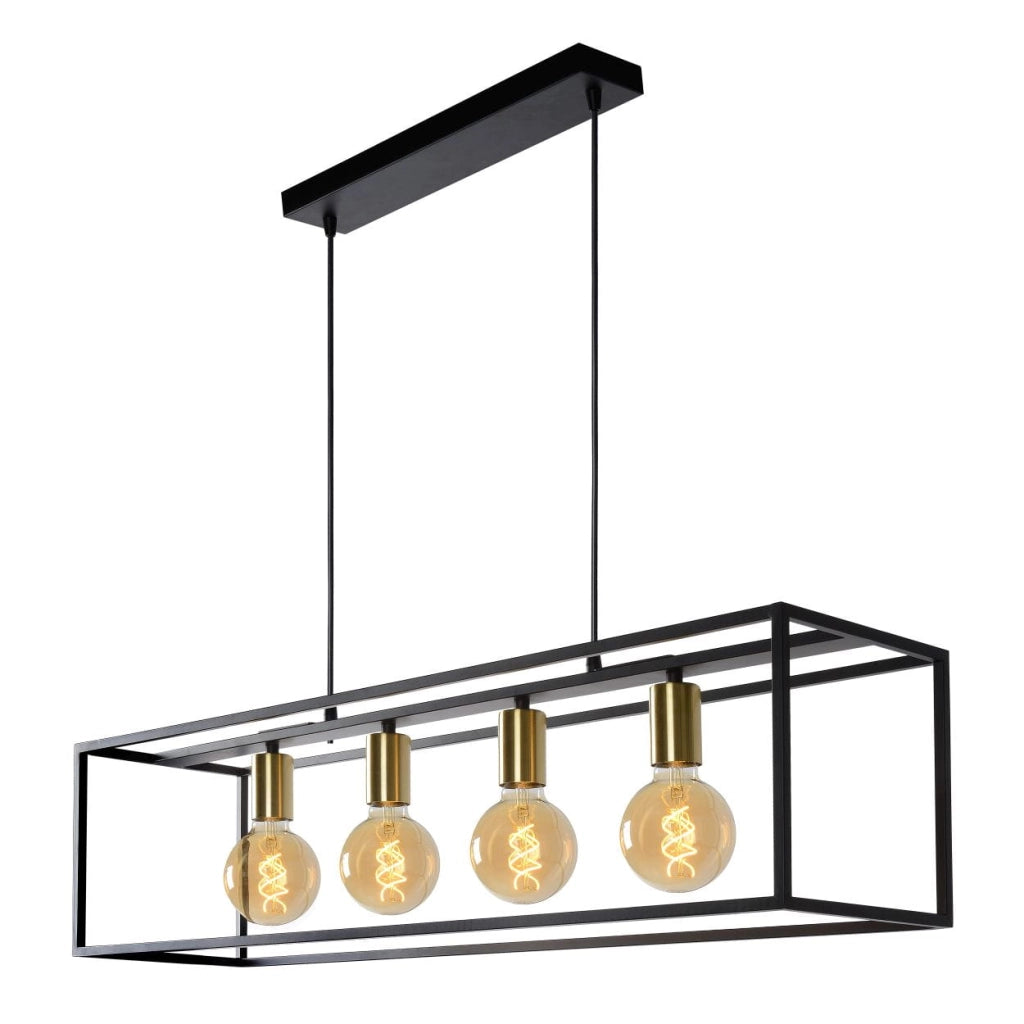 Lampadario Lucide Ruben 4xE27 nero/oro dimmerabile 92cm