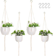 Pacchetto di 4 Appendiporta a Maglia a Trefola con Cordoncino di Cotone per Decorazione Bohémien per Interno Esterno Giardino Balcone Terrazza Finestra