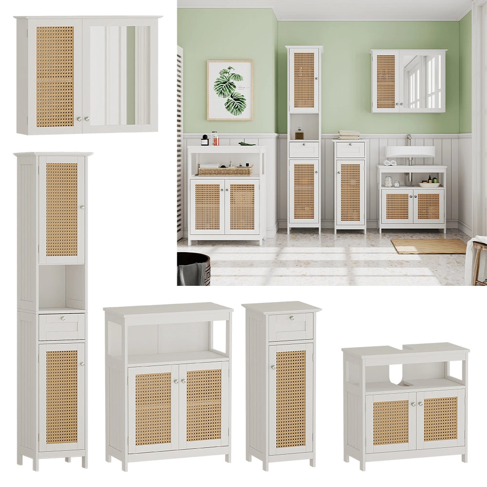 Vicco Set di mobili da bagno Bianco 5 parti, con armadio alto