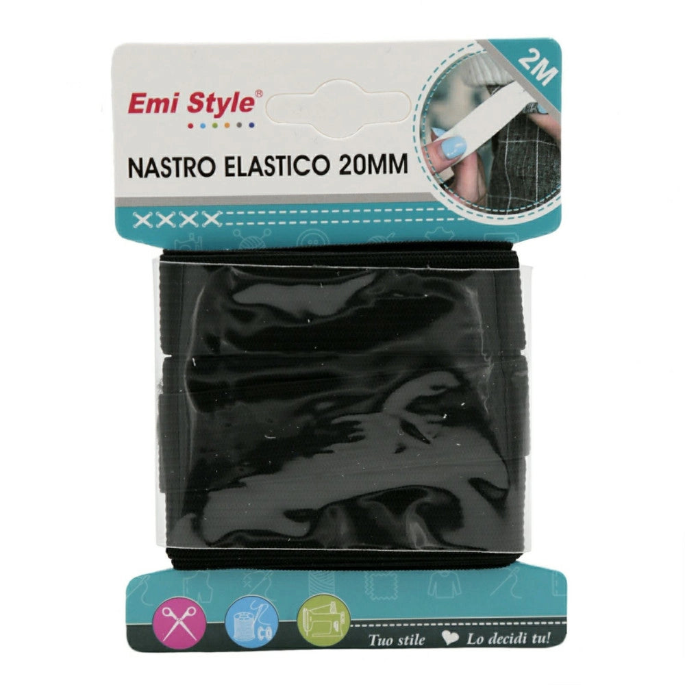 Trade Shop - Set 3 Pezzi Elastico Elastici Nero 20mmx1.5m Cucito Sarta Abbigliamento -
