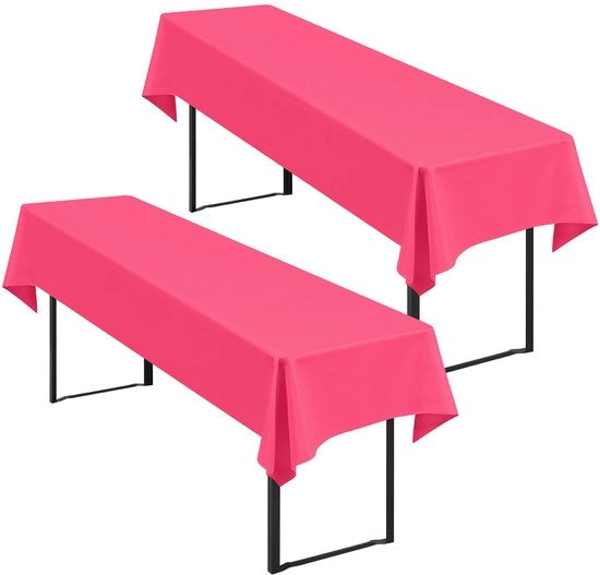 Tappeto per tavolo da birra universale per tavoli da 50cm e 70cm, set di coperture per tavolo da birra, coperture per tenda da birra, tappeti rettangolari lavabili 100x250cm (rosa scuro)