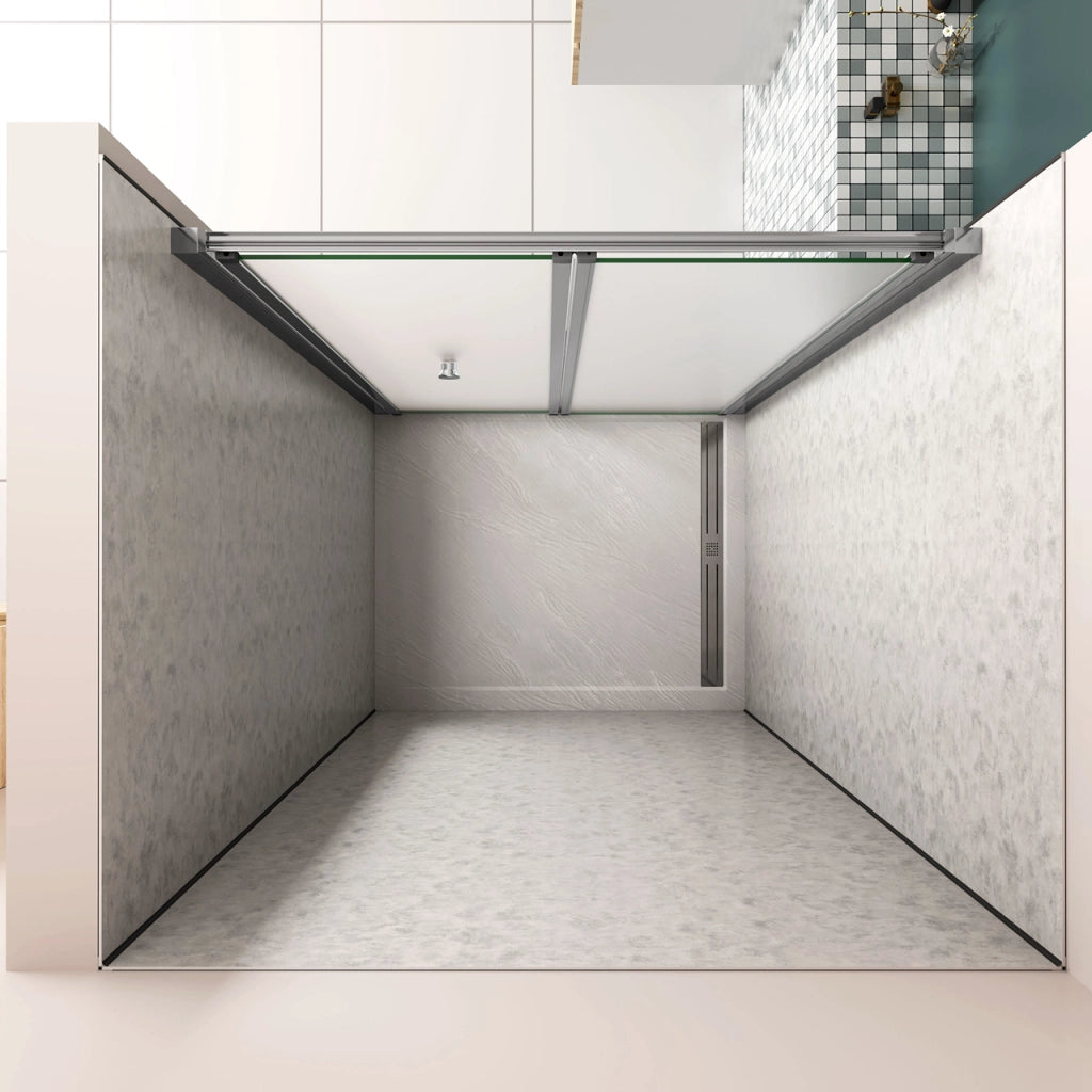 185 cm Box Doccia per Nicchia Porta a Soffietto 100 cm Vetro Temperato 5 mm Satinato Opaco Profilo Cromato Lucido
