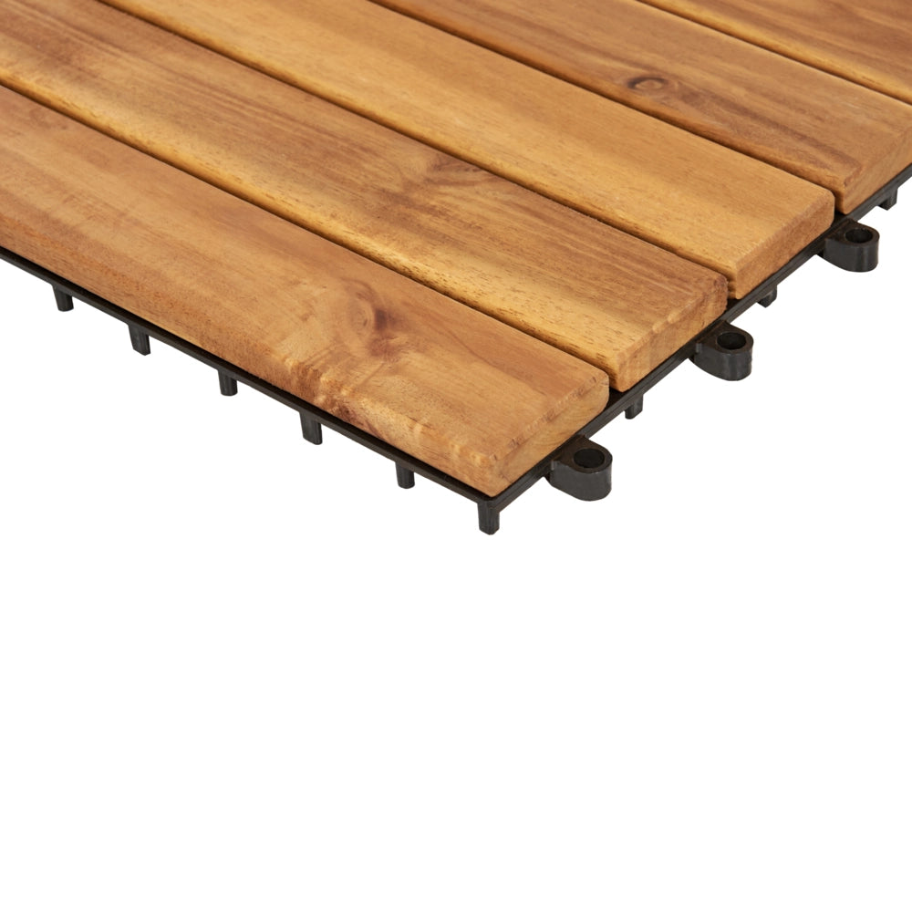 Pavimento in legno di acacia certificato naturale per esterni con base in plastica resistente all'acqua