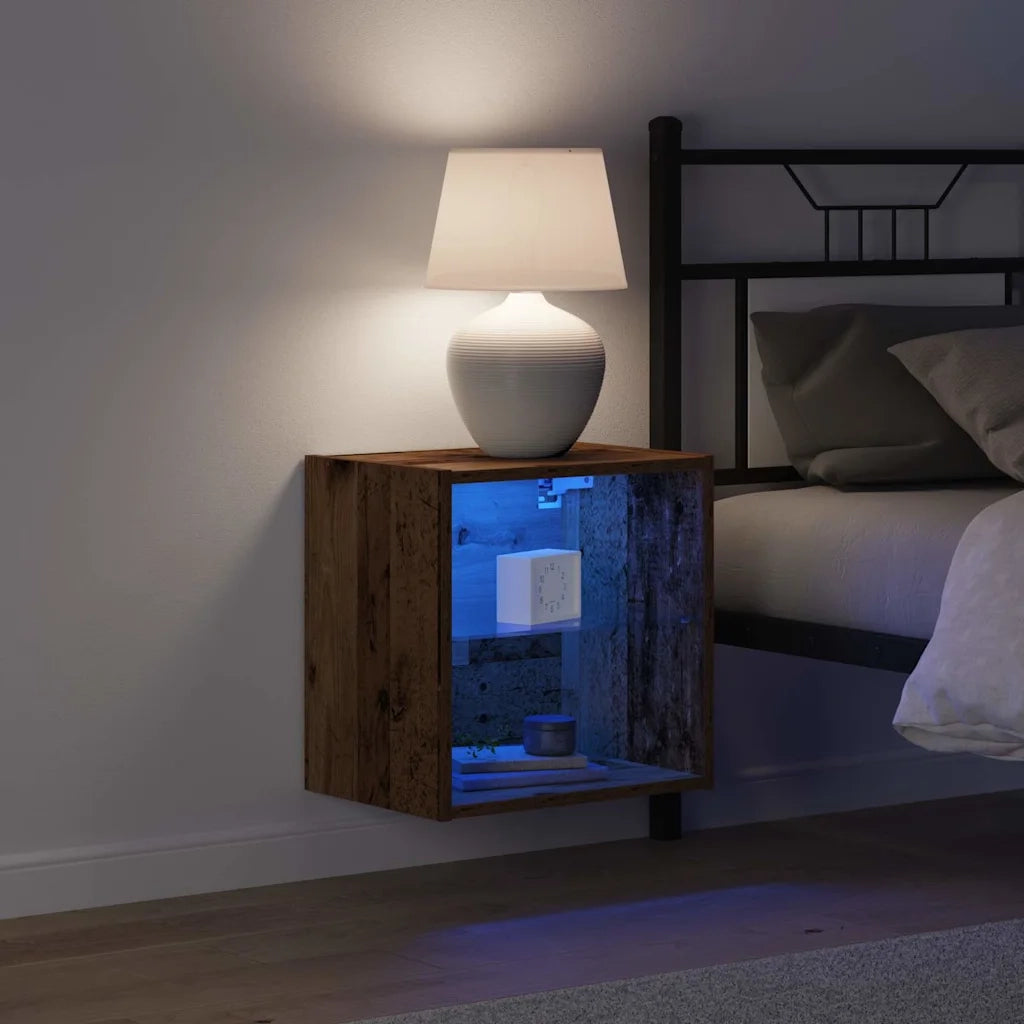 Mensola galleggiante con luce LED con lo scaffale 2 pcs Marrone 863091