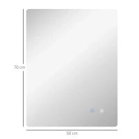 kleankin Specchio Bagno con Luci LED Regolabili, Interruttori Touch e Funzione Antiappannamento, 70x50 cm