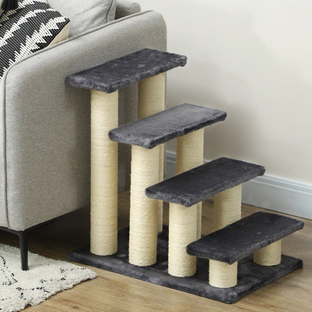 Scala per Animali Domestici 4 Gradini ¨C Minimal ¨C Grigio 59 cm