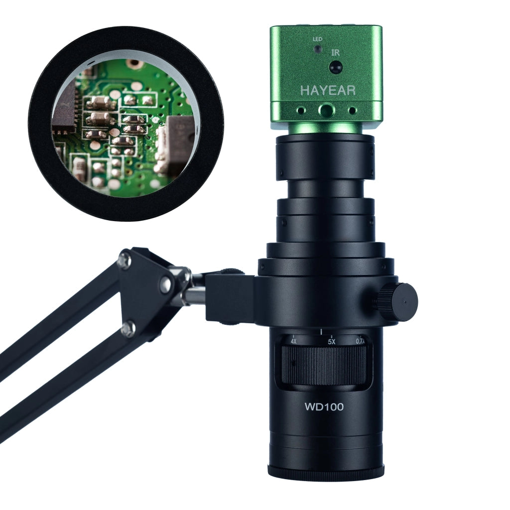 Braccio Regolabile per Microscopio Digitale ODM-180X – Alluminio di Alta Qualità | Anello 50mm | Ideale per PCB Grandi