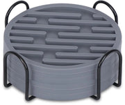 Onderzetters per vetro, set di 6 tappeti di supporto rotondi in silicone, supporti ad assorbimento per bicchieri, supporti per decorazione domestica (grigio)