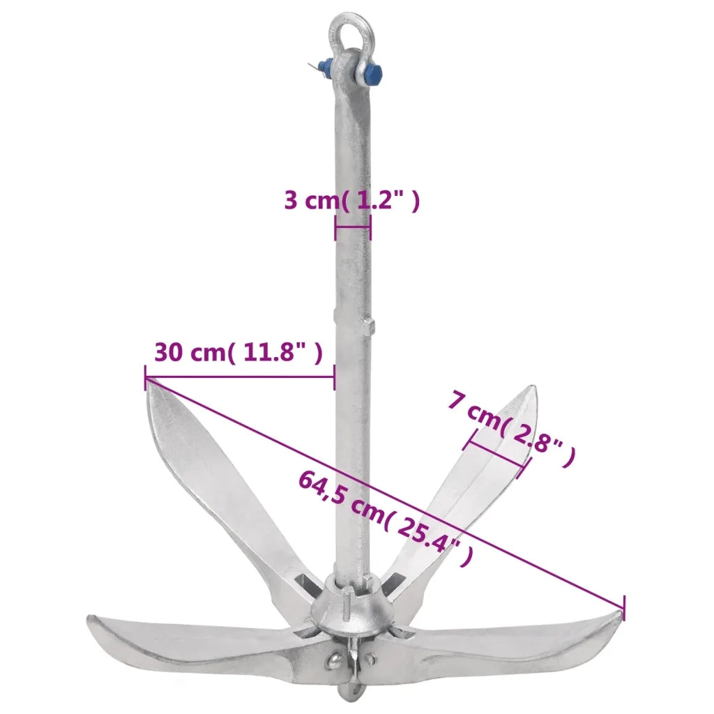 Ancora Pieghevole Argento 12 kg in Ghisa Zincata a Caldo 94274