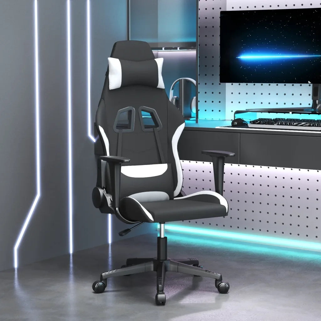 Sedia da Gaming Nero e Bianco in Tessuto 3143740
