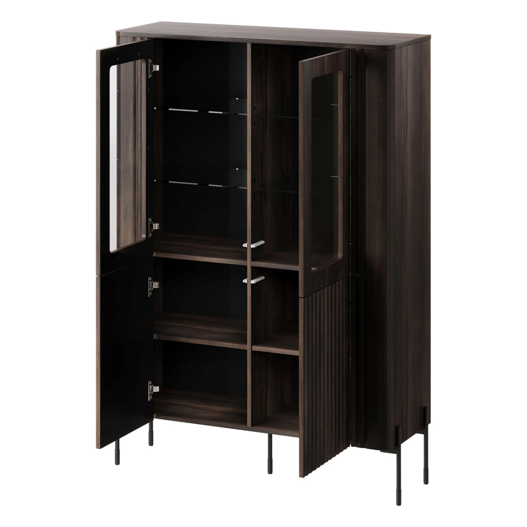 Mobile Espositore Cimino, Vetrina 8 Ripiani, 110x40x160h cm Marrone Noce