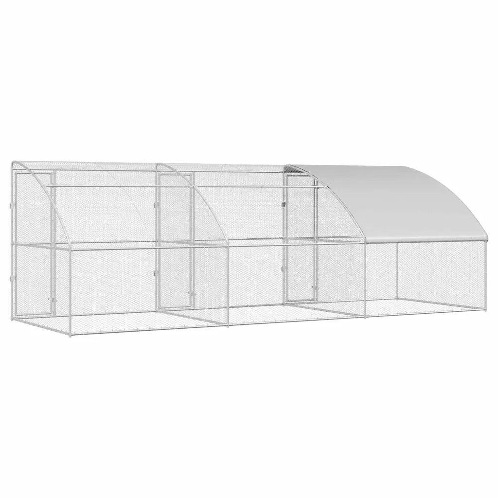 vidaXL Gabbia per polli Argento 600 x 200 x 198.5 cm Acciaio zincato