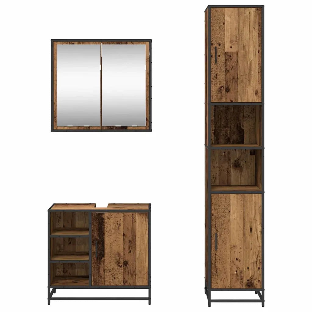 Set di mobili per il bagno con lo scaffale 3 pcs Legno vecchio 3402360