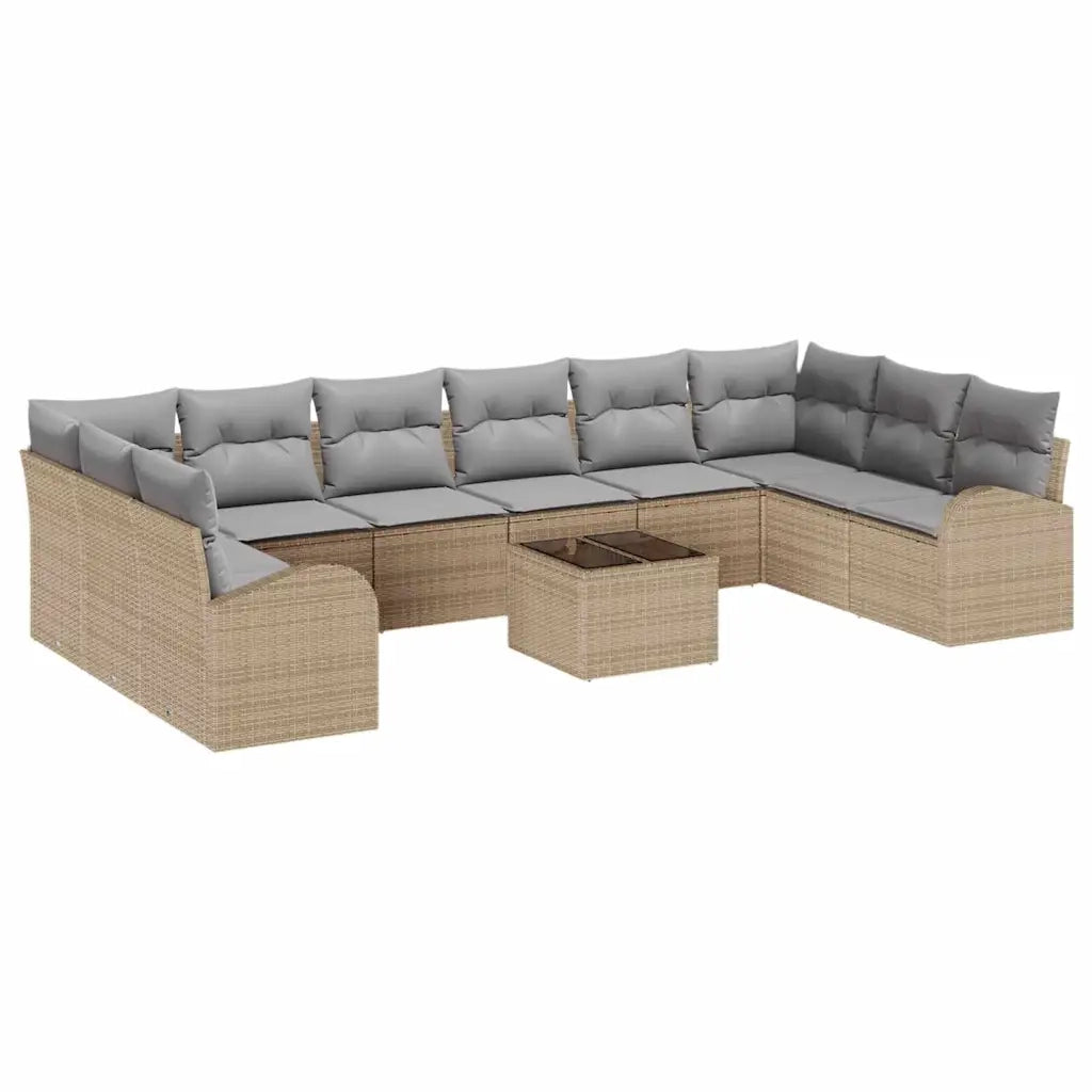Set Divano da Giardino 11 pcs Beige e Grigio Chiaro polyrattan 3354899