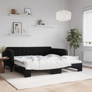 Divano Letto con Letto Estraibile-Sofa Letto-Daybed Nero 100x200 cm in Velluto 280803