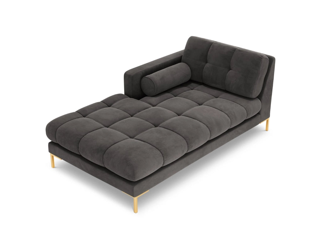 Cosmopolitan Design - Chaise longue sinistra "Bali" in velluto grigio scuro 