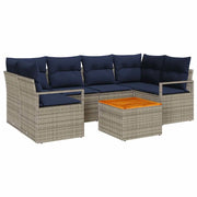 Set Divano da Giardino con cuscino 7 pcs Grigio polyrattan