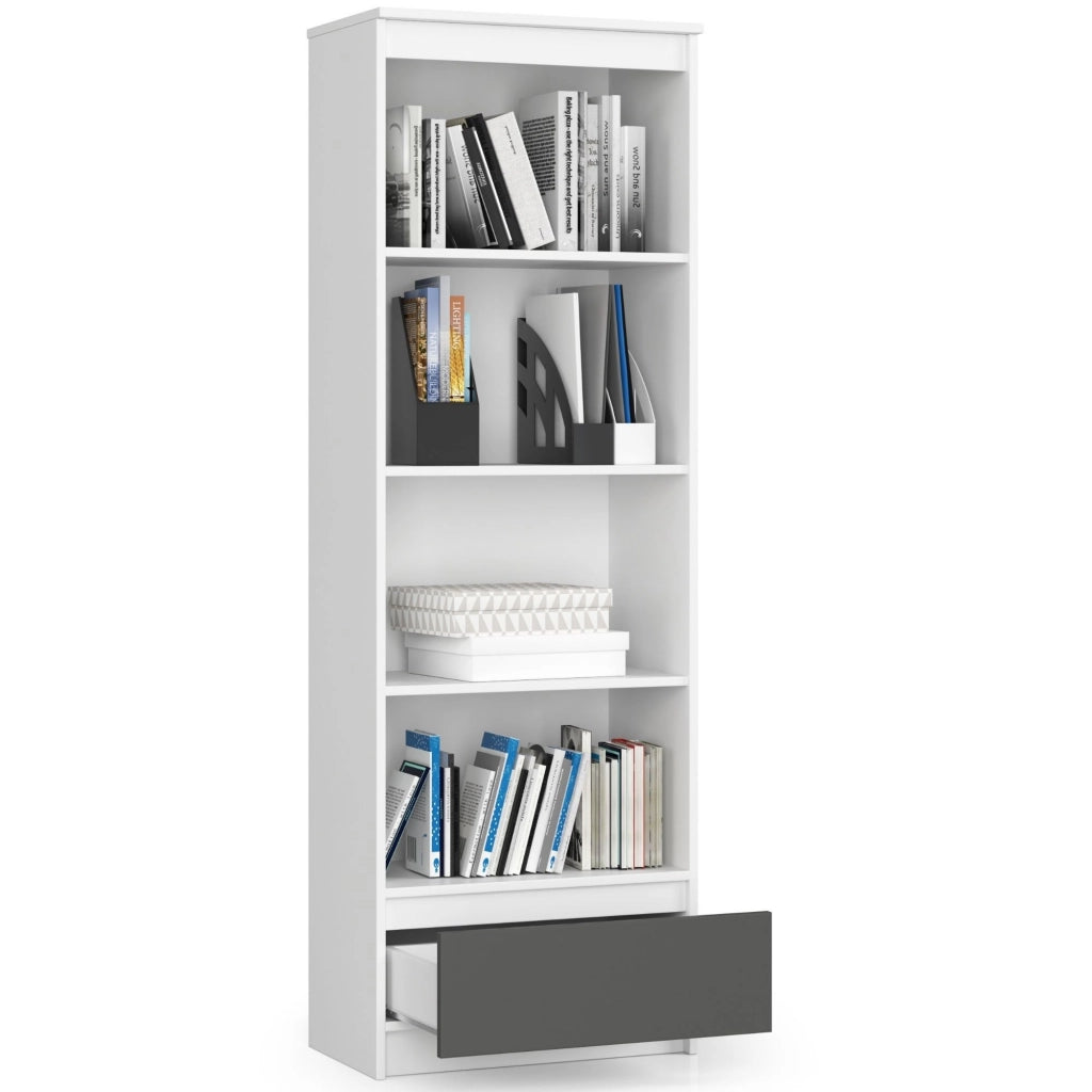 Armadio da ufficio AKORD R60 Bianca 60 cm 1 cassetto inserto frontale Grigio Grafite 60x35x180 cm
