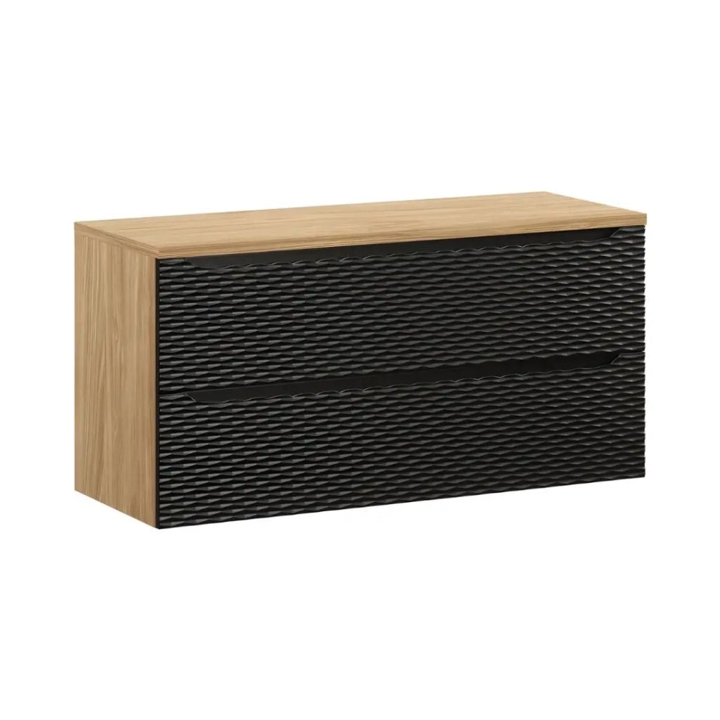 Set da bagno YOKA nero: mobile sotto lavabo con cassetti 120 cm + piano lavabo