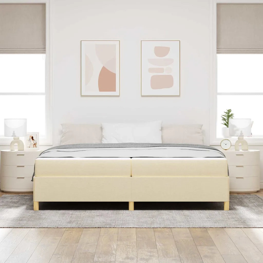 Struttura del letto con materasso Crema 200 x 200 cm Tessuto 3398967