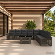 Set Divano da Giardino 10 pz Grigio e Grigio Scuro polyrattan 3436802