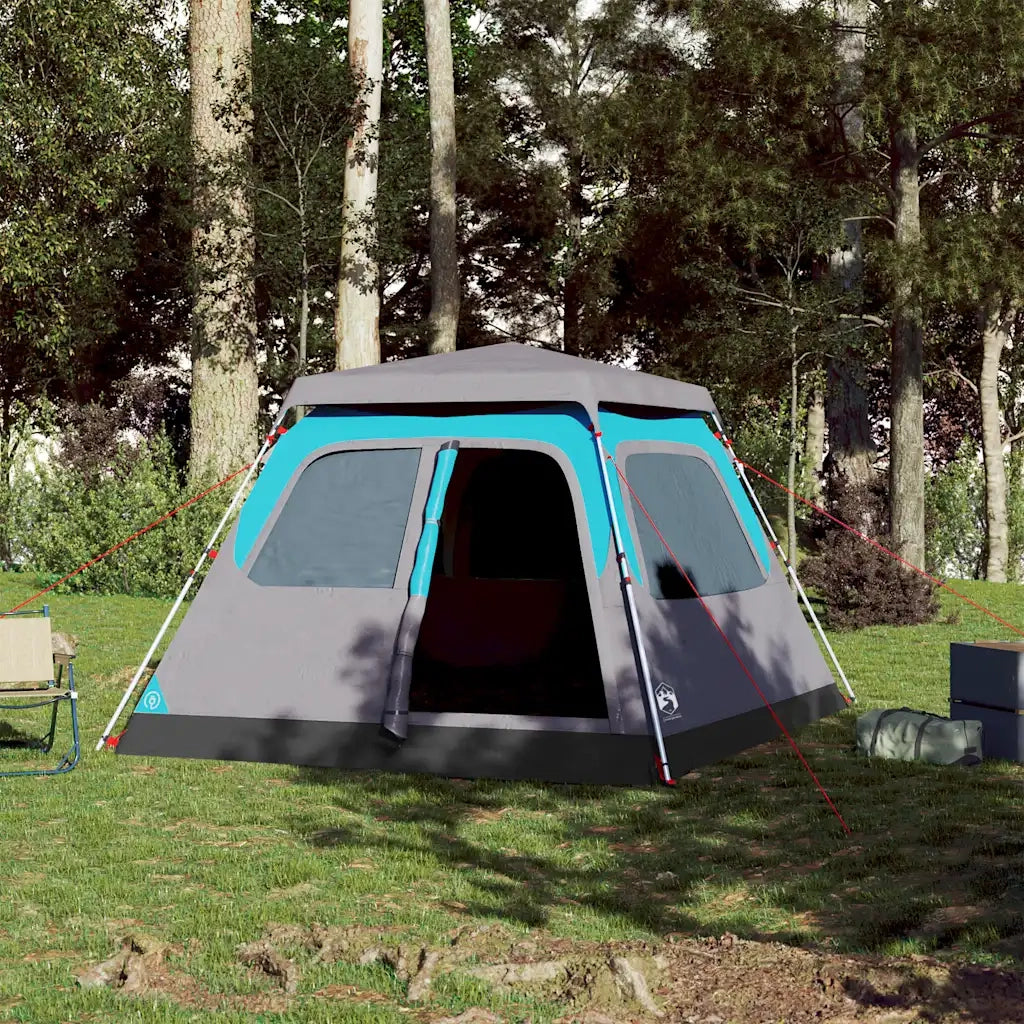 Tenda a Cupola da Campeggio 4 Persone-Tenda per Escursionismo Blu a Rilascio Rapido 918922