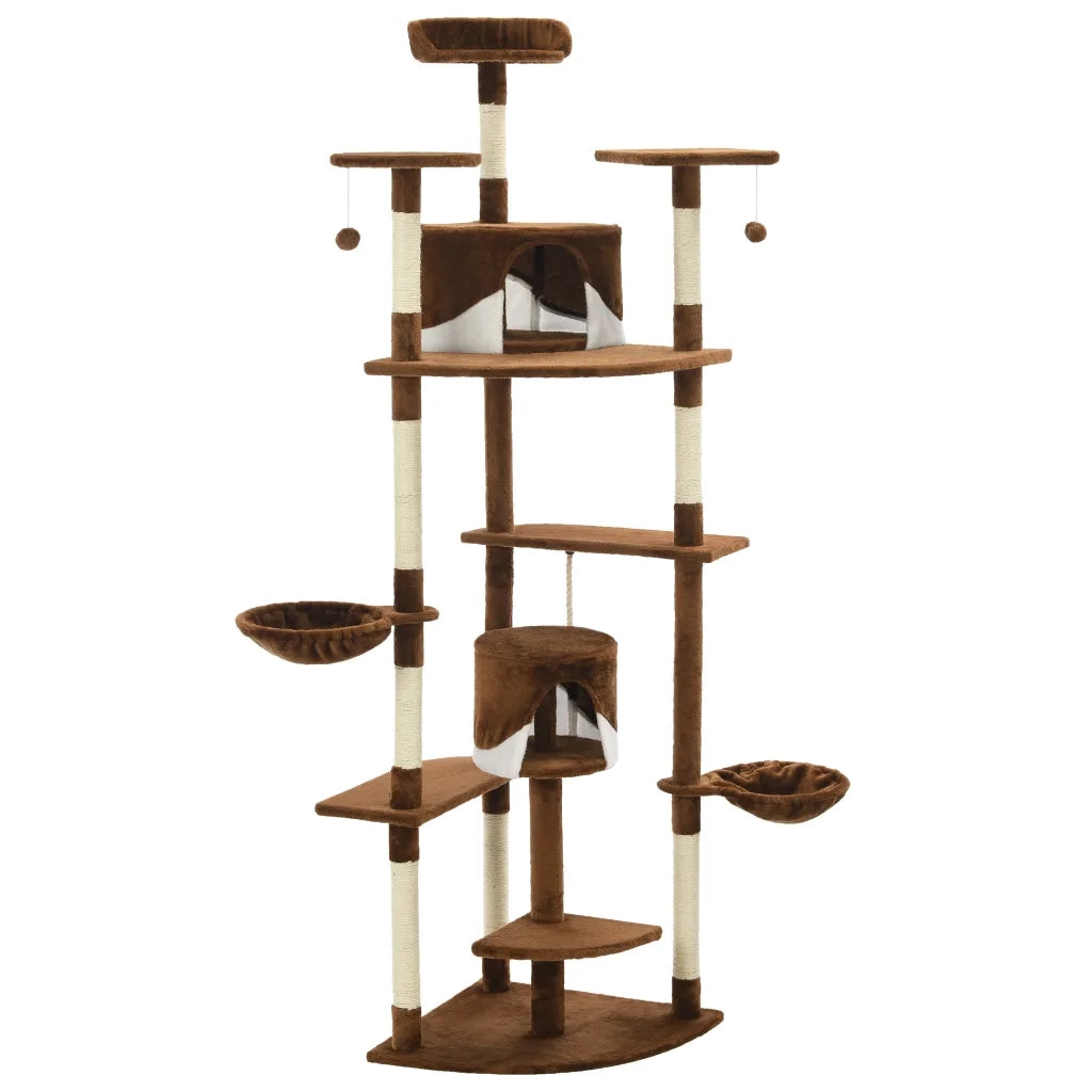 Albero per Gatti e Tiragraffi in Sisal 203 cm Marrone e Bianco CFW5029626