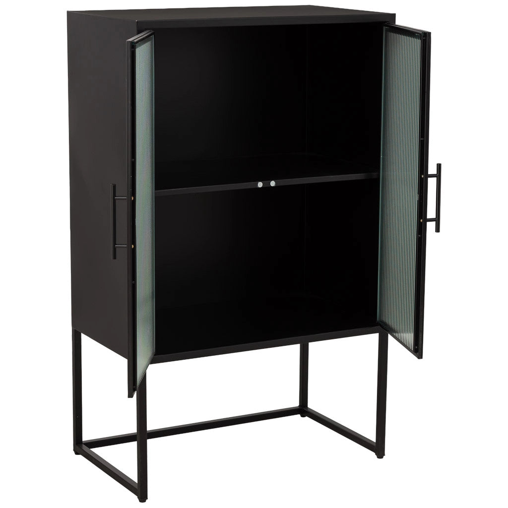 Vetrina in metallo nero con 2 ante cm 65x38,5x105,5h