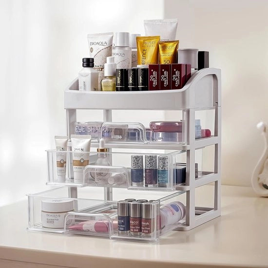 Organizzatore di Trucco con Lade - Organizzatore per la Camera da Bagno - 3 Lade di Deposito per Trucco
