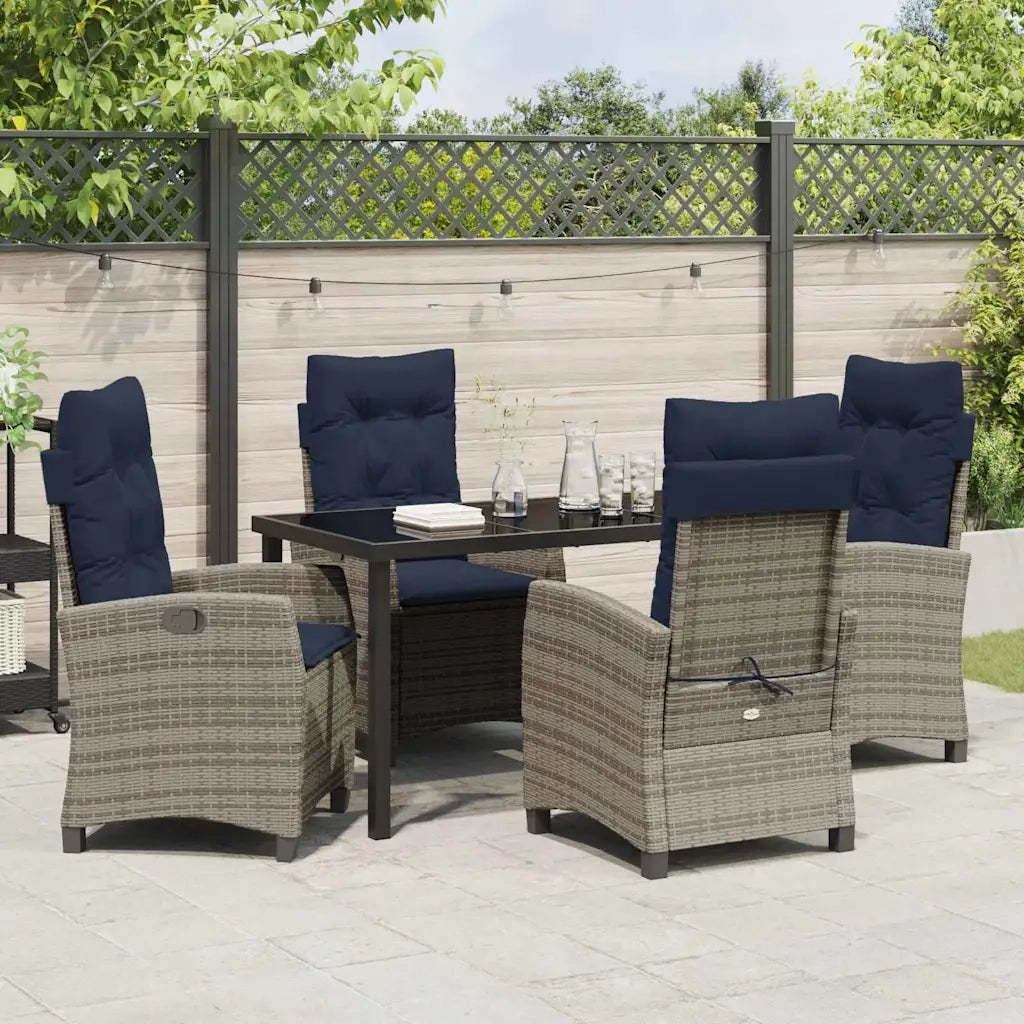 Set da Pranzo per Giardino con cuscino 5 pcs Grigio polyrattan 3380465