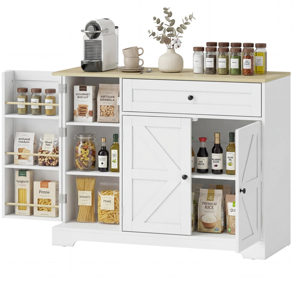 Credenza Rustica con Ante Scorrevoli ¨C zephmum ¨C Bianco 80x40x90