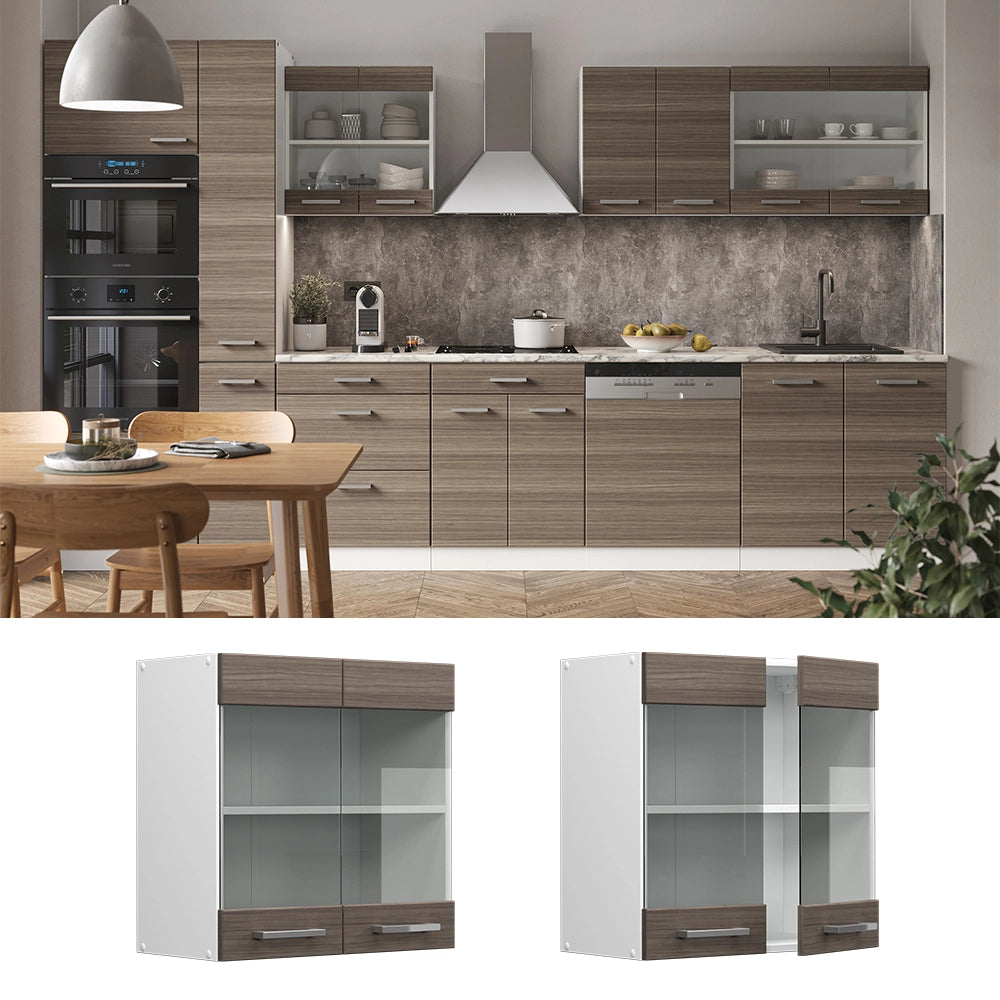 Vicco Mobile da cucina in vetro Grigio 60 cm